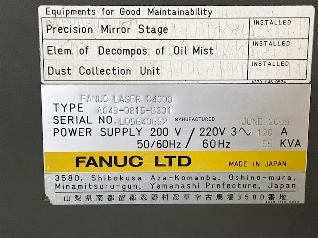 ファナック_C4000-MODEL-E_レーザー発振器