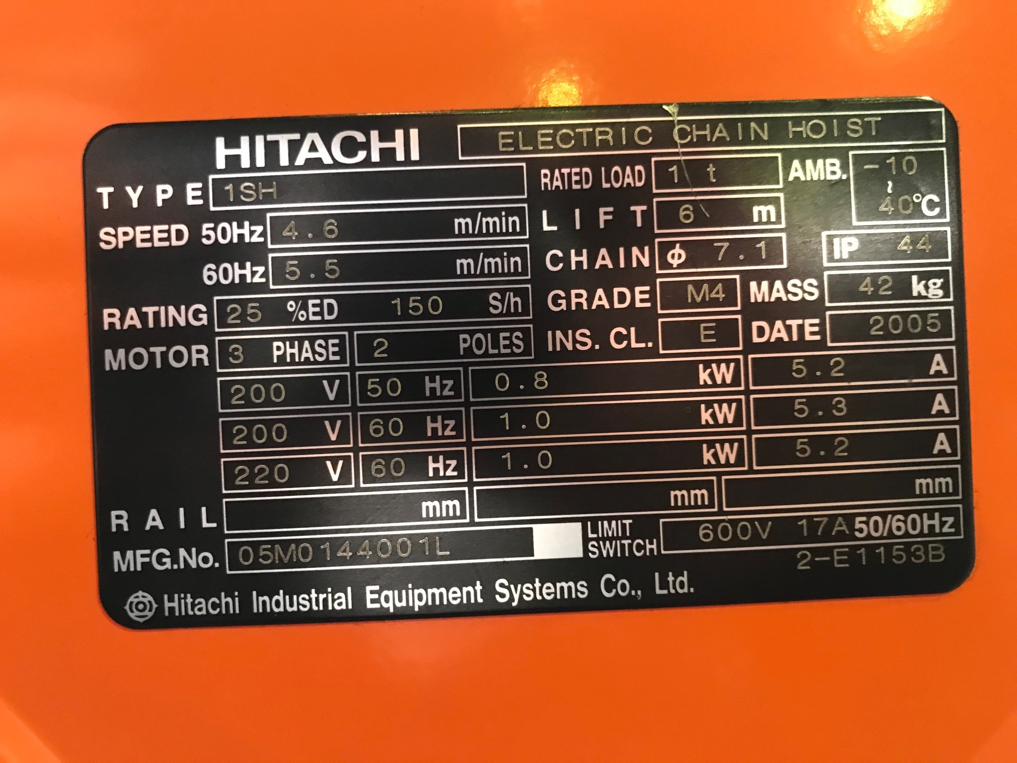 1Tチェーンブロック